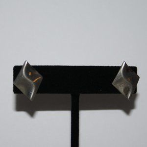 Vintage silver diamond post earrings